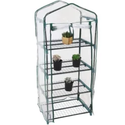 Sunnydaze Decor Sunnydaze Outdoor Portable Growing Rack 4-Tier Greenhouse With Roll-Up Door - 4 Shelves - Clear -Sunnydaze Store GUEST f94c999d 0ddb 4239 b4fa 954e65acd279