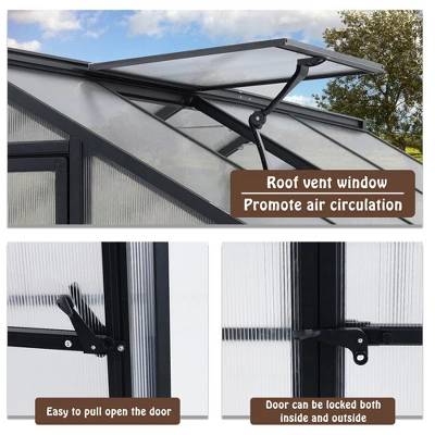 AOODOR Walk-in Greenhouse Polycarbonate Panel Hobby GreenhousesGarden 4 AOODOR Walk-in Greenhouse Polycarbonate Panel Hobby GreenhousesGarden - Image 2