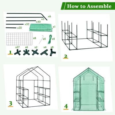 Costway Walk-in Greenhouse 56''x56''x77'' Gardening W/Observation Windows 2 Tier 8 Shelves 10 Costway Walk-in Greenhouse 56''x56''x77'' Gardening W/Observation Windows 2 Tier 8 Shelves - Image 8