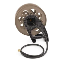 Suncast CPLSTA125B 125' Wall-Mounted Side Tracker Garden Hose Reel For 5/8" Hose With Guide For Patio Or Garden, Dark Taupe (4 Pack)