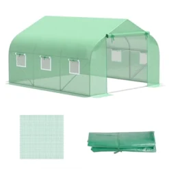 Outsunny Greenhouse Replacement Cover For 11.5' X 10' X 6.5' Walk-in Tunnel PE Hot House Plastic Cover With Zipper Door And 6 Roll Up Windows (Frame Not Included) -Sunnydaze Store GUEST fd408481 f6ff 4ba9 a9a4 1bd58e4b6699
