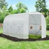 Outsunny 15' X 7' X 7' Walk-In Tunnel Greenhouse, Large Garden Hot House Kit With 6 Roll-up Windows & Roll Up Door, Steel Frame, White -Sunnydaze Store GUEST fdbcfc67 41e7 4126 9af7 d6a6350147cb