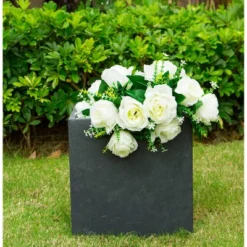 Rosemead Home & Garden, Inc. 12" Wide Kante Lightweight Modern Outdoor Concrete Square Decorative Planter Charcoal Black -Sunnydaze Store GUEST fde043c8 3654 42cf abe9 4ce7ca4b31e0