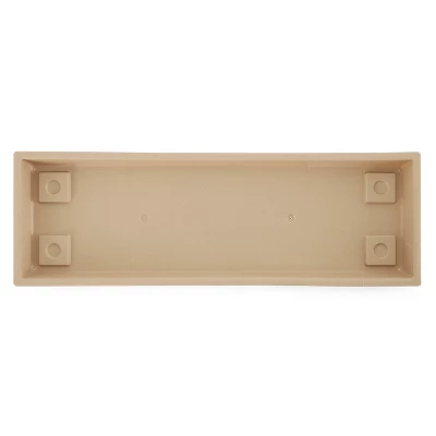 HC Companies SVN24000A34 Farmhouse Venetian 23.5 Inch Rectangular Durable Plastic Flower Box Plant Saucer Drip Tray, Sandstone Tan 6 HC Companies SVN24000A34 Farmhouse Venetian 23.5 Inch Rectangular Durable Plastic Flower Box Plant Saucer Drip Tray, Sandstone Tan - Image 4